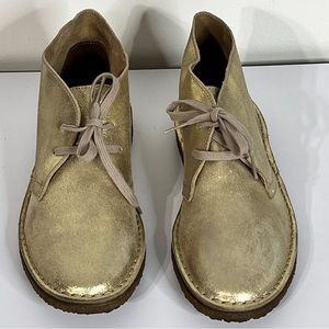 J. Crew Gold Metallic Suede MacAlister Chukka Boots